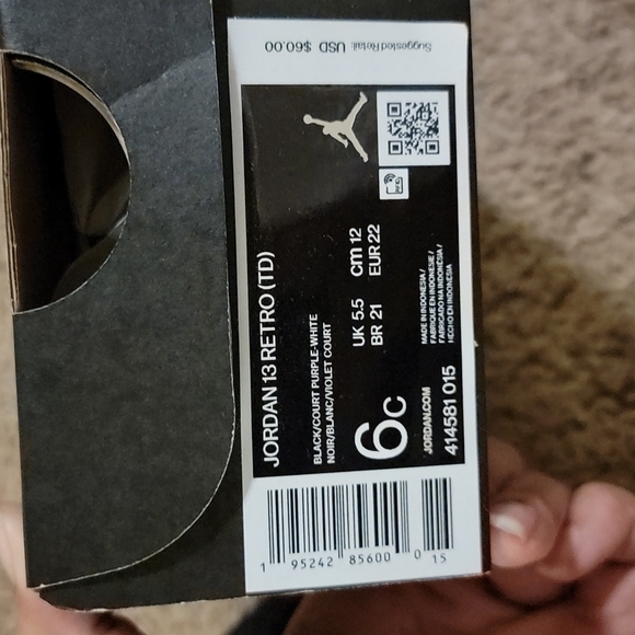 Jordan Retro 13 Purple & Black Sz 6c - Picture 6 of 6